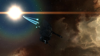 Spaceship starry sky brightlight aurora - dramatic cinematic lighting free wallpaper