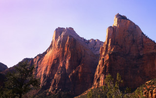 Mountain trees sky clouds desert - the side of it free wallpaper