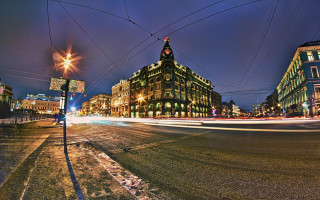 City street night fisheye bridge - fisheye len free wallpaper