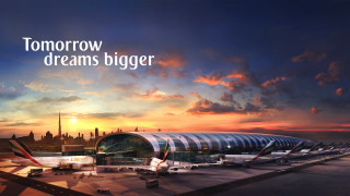 Sunset terminal digital cityscape typography - international typographic style free wallpaper for desktop