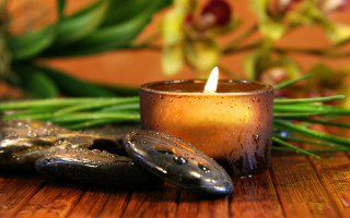 Candle wooden table plant rocks - bracha l. ettinger free wallpaper
