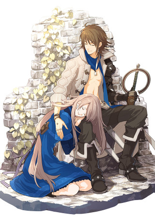 Anime couple bench sword stone - a bench together free wallpaper