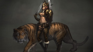 Woman tiger sword fantasy epic - the other hand free wallpaper