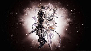 Anime couple stars clouds black - official art free wallpaper for desktop