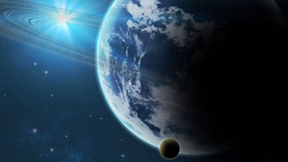 Planet ring star aurora moon - a picture of a planet free wallpaper