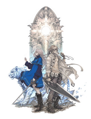 People swords shield standing drawing - two person free wallpaper