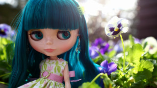 Blue haired doll flower garden - david gilmour blythe free wallpaper
