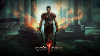 Fire sword man cyberpunk ruins - flame free wallpaper