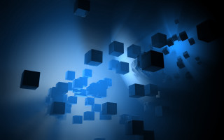 Blue cubes floating ambient occlusion 2 - cube free wallpaper