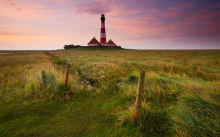 Lighthouse hill grassy fence pink - a grassy hill free wallpaper