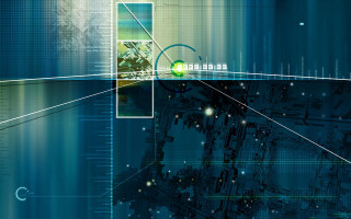 Blue abstract green white black - cybernetic free wallpaper
