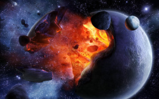 Space planet fire smoke star - a group of planets free wallpaper
