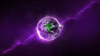 Purple green planet green star - planet free wallpaper