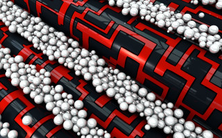 Red black background white balls - cable wire free wallpaper