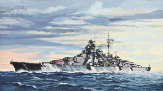 Battleship ocean cloudy sky red - anton otto fischer free wallpaper