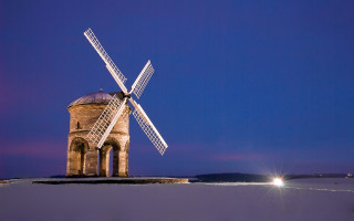 Windmill night tower light tiltshift - david annand free wallpaper