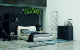 Bedroom black wall white bed - area free wallpaper