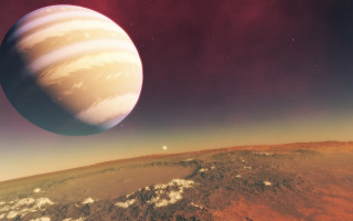 Red planet sky starry night - a distant star in the distance free wallpaper