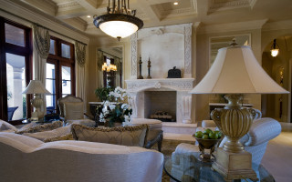 Livingroom fireplace chandelier couch chair - chair free wallpaper