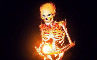 Skeleton glowing arm head vanitas - a skeleton free wallpaper