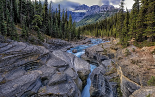 River forest mountains clouds nature - a cloudy day free wallpaper