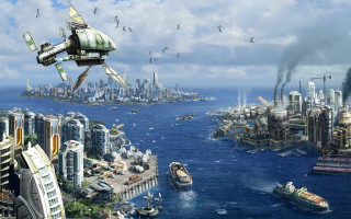 Futuristic city ocean floating city - craig mullins free wallpaper