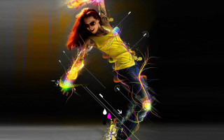 Woman dancing bright paint funk - graffiti art free wallpaper