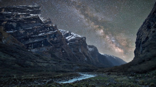 Mountain river night sky stars - a river running free wallpaper