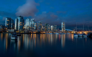 Vancouver night cityscape bridge ferris - bruce munro free wallpaper
