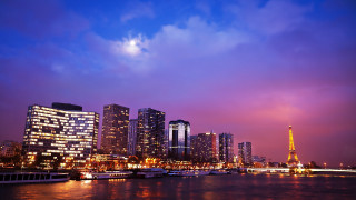 City skyline river boat purple - barbizon school free wallpaper