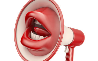 Red megaphone mouth teeth digital - this image free wallpaper