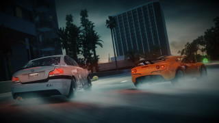 Night cars street buildings trees - tall building and trees free wallpaper