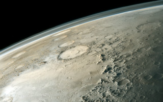Moon olympus black sky clouds - free space wallpaper