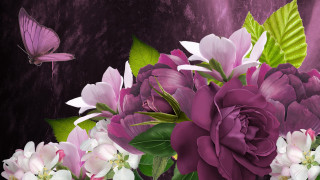 Gothic flower bouquet butterfly purple - rich free wallpaper