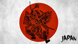 Samurai sword red circle japan - ukiyoe free wallpaper