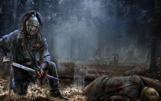 Epic fantasy armor sword forest - full free wallpaper