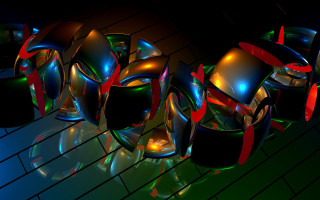Shiny objects tiled floor red - generative art free wallpaper