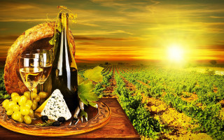 Vineyard sunset wine cheese grapes - sunset free wallpaper