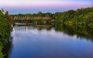 Bridge river trees sky longexposure - long exposure free wallpaper