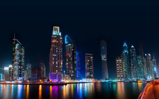 City skyline bridge water night 6 - a bridge and a body of water free wallpaper