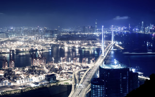City night bridge water city 2 - a large body of water free wallpaper