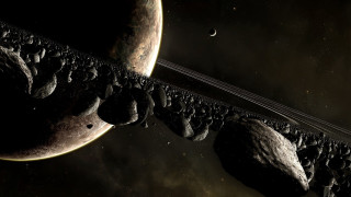 Planet moon star aurora spacecraft - a distant object in the background free wallpaper