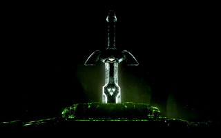 Sword lit green light dark - free ship wallpaper
