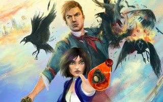Man gun painting birds woman - comic cover art free wallpaper for desktop