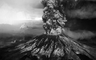 Volcano smoke beach cloud landscape - free new year wallpaper