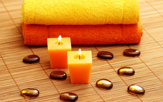 Towel candles bamboo mat stones 2 - a bamboo mat free wallpaper