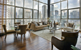 Living room windows cityscape digital - natural free wallpaper