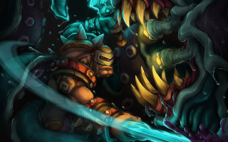 Cartoon sword demon glowing mouth - anton fadeev free wallpaper