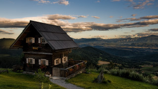 House hill mountains valley clouds - alen divi free wallpaper