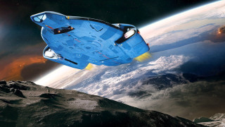 Blue ship mountain space planet - chris moore free wallpaper